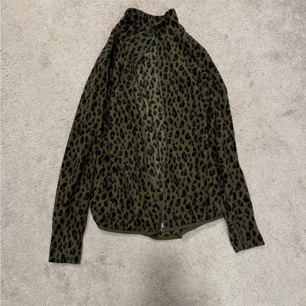 Leopard zip-up fleece jacket